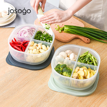 Four-compartment partition onion ginger garlic storage box Refrigerator kitchen artifact Food drain basket fresh box Food grade preparation plate