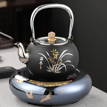 jkv hand-painted electric pottery stove kettle copper tea making tea with manual integrated stainless steel electric tea cooker