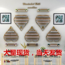 Nail art shelf Wall items display rack Nordic luxury shelf Iron Wall Wall background beauty haircut shelf