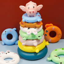 Stored Music Childrens circle rainbow tower 0-1 one year old 2 Baby 6 months 8 baby toy education early education