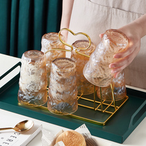 Glacier pattern glass high-value water cup set home living room hospitality Japanese teacup matte Cup matte Cup Senior sense