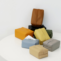 Nordic high environmental protection Pu soft leather tissue bag solid color tissue box home restaurant tissue cover toilet paper box