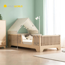Solid wood childrens bed Boy single bed Girl princess bed Simple modern splicing bed with fence Yanbian bed