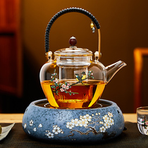 Longshantang steam cooking teapot Glass thickened heat-resistant handmade Cloisonne tea maker Electric ceramic stove household set