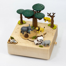 Bosom friend jeancard Moren wood music box lovers Valentines Day gift log clockwork African grassland travel