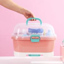 Simple Nordic plastic bottle storage box baby large portable portable baby dust-proof hygiene drying bottle rack