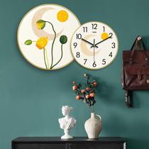 Clock wall clock living room home horizontal version mute wall simple modern 2021 new light luxury quartz decorative wall watch