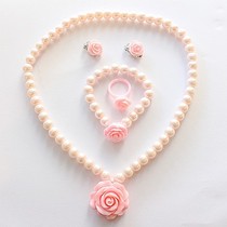 Childrens necklace female Princess Crystal Pearl little girl jewelry gemstone baby different decorative pendant pendant accessories