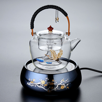 Cloisonne thickened heat-resistant bubble teapot household electric pottery stove tea maker glass steam kettle large capacity set