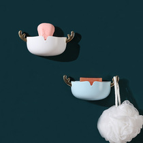 Creative Soap Box Soap Suction Cup Shelf Wall-mounted Lovely Leachate Toilet Free of Punch Personality Exosome