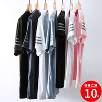 Quick-drying clothes female summer couple T-shirt Ice Silk breathable thin sweat-absorbing yoga running round neck Sports mens short sleeves