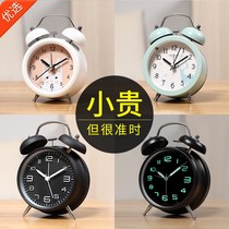 Nordic modern minimalist style round 4-inch alarm clock Student home bedside mute sweep second night light clock table clock