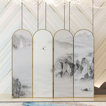 Aluminum alloy landscape light luxury abstract art screen partition modern simple bedroom cover living room entrance decorative wall