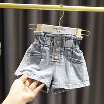 Girls denim shorts baby high waist pants baby Korean version of foreign style thin 2020 Summer new children Princess hot