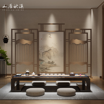 Chinese solid wood screen partition entrance door seat screen simple hollow decorative partition office tea room background wall