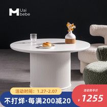 Small apartment round tea table simple ins living room retro white tea table net red designer light luxury sofa side