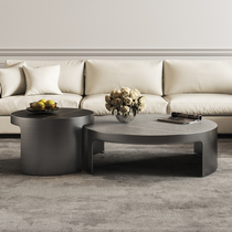 Italian minimalist rock plate coffee table round modern simple Nordic light luxury black titanium creative size round coffee table combination