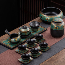 Taiwan old section burning ceramic Japanese dry brewed tea tray home living room simple whole set of kung fu tea set teapot set