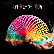 Childrens magic rainbow circle glowing luminous colorful plastic spring toy elastic pull ring magic rainbow ring performance