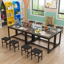 Kindergarten art painting table childrens studio table tempered glass table tutoring training table hosting early education handmade table