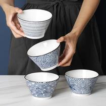 Household tableware ceramic bowl hat bowl 5 inch rice bowl Japanese rice bowl fruit salad bowl hand-painted tall bowl