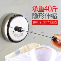  Invisible clothesline stainless steel punch-free household wall-mounted balcony clothes drying rope indoor hidden clothes rack