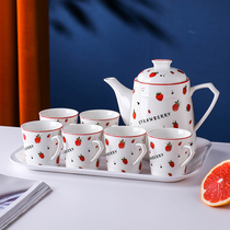 Teapot Teacup set Water cup Tea hospitality Ceramic cup One pot Six cups Light luxury tea set Household porcelain
