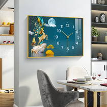Nordic elk living room clock home creative fashion art Net red wall clock light luxury bedroom restaurant clock Wall
