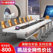 New conference table long table simple modern white fashion paint desk large oval long strip table and chair combination
