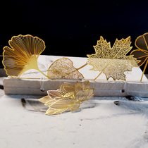 Hi new life leaf veins metal bookmarks ginkgo leaf Sycamore Lotus bookmarks boys and girls birthday gifts hipster souvenirs classical Chinese style characteristics creative gifts Wen Qing fan festival ceremony