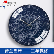 Dutch NeXtime Sky Norse minimalist clock 14 inch silent luminous living room bedroom creative wall clock