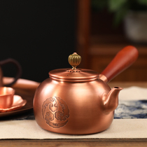 Cast Mountain Hall copper side put kettle tea pot side put copper pot wood put kung fu tea set handmade kettle tea set