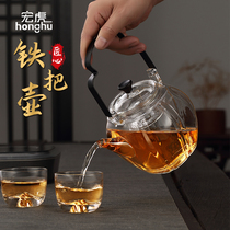 Honghu glass tea maker double liner high temperature resistant Puer tea tangerine peel steam tea electric pottery stove iron handlebar kettle