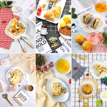 Net red retro gourmet photo props set Plate Cake point baking breakfast snacks ornaments photography background cloth shooting background paper Plaid tablecloth props beauty makeup nail first jewelry pendulum