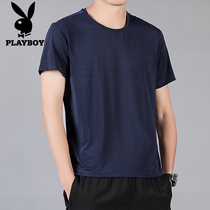 Playboy quick-drying T-shirt Mens casual sports running shirt Elastic loose plus size quick-drying ice silk top