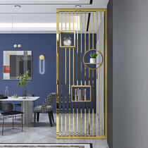 Modern stainless steel screen titanium metal restaurant rose gold iron partition simple light luxury porch living room Nordic style