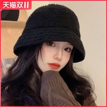 Fishermans hat children Spring and Autumn Joker bucket basin hat imitation lamb wool plush knitted hat big head circumference autumn and winter ins tide