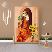 Modern healing character partition screen living room sofa back porch beauty salon office hotel door cover screen