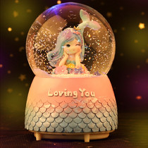 Crystal Ball Music Box Rotating Music Box Mermaid Princess Snowflake Children Girls New Year Birthday Gift