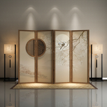 New Chinese screen partition wall decoration folding mobile living room Hotel occlusion household simple modern solid wood folding screen