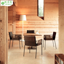 Nordic outdoor rattan dining chair restaurant casual rattan chair outdoor terrace rattan table and chair combination balcony rattan chair