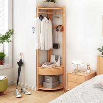Full solid wood corner clothes hat rack floor hanging hanger bedroom corner beech wood with drawer set corner clothes rack