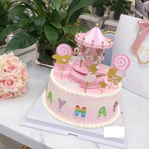 Cake baking decoration wooden music box Carousel music box to send girlfriend girl birthday graduation gift