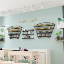 Wall-mounted nail polish rack mask shop-shaped golden nail salon nail nail polish plastic fan display stand