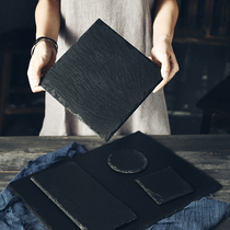 Natural black texture rock board gourmet photo retro food dessert baking dinner plate mat photography bread fruit Western food steak sushi Chinese restaurant menu shooting props background board