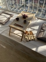 Solid wood tatami tea table bamboo rattan Zen table simple small tea table Japanese tea table chair floating window kang table creative low table