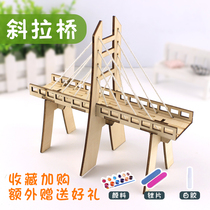 Technology small production small invention cable-stayed bridge childrens primary school students creative handmade work diy material puzzle model