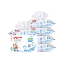 Pigeon baby baby wipes newborn baby hand mouth fart soft wipes 100 pieces 6 unpacked