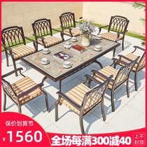  Outdoor cast aluminum table and chair combination Outdoor dining table set open-air terrace leisure balcony European-style wrought iron courtyard table and chair