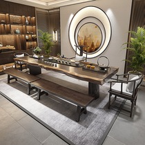 Solid Wood tea table tea table and chair combination log board table office simple modern new Chinese kung fu tea table